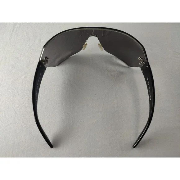 Armani Exchange AX063/S Shield Sunglasses Black Smoke Lens Silver Logo Y2K - Picture 5 of 11